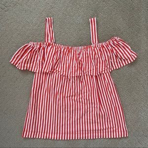 NWT JCrew Womens Orange Striped Off-The-Shoulder